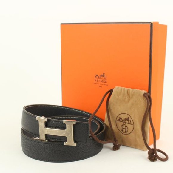 Hermès 32mm Reversible H Logo Belt Kit Matte Silver Black x Navy Blue 114h47 main image 11